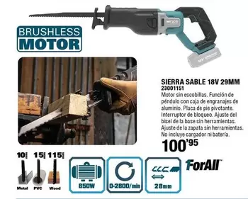 Oferta de Wesco - Sierra Sable 18v 29mm por 100,95€ en ferrOkey