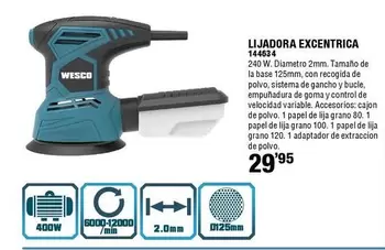 Oferta de Wesco - Lijadora Excentrica por 29,95€ en ferrOkey