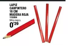 Oferta de Lapiz Carpintero Madera Roja por 0,29€ en ferrOkey