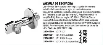 Oferta de Valvula De Escuadra por 3,95€ en ferrOkey