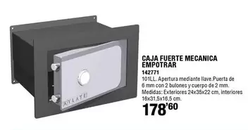 Oferta de Kylate - Caja Fuerte Mecanica Empotrar por 178,6€ en ferrOkey