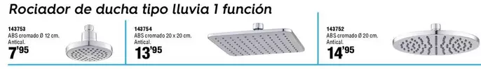 Oferta de Rociador De Ducha Tipo Lluvia 1 Funcion por 7,95€ en ferrOkey