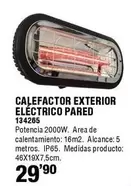 Oferta de Vivahogar - Calefactor Exterior Eléctrico Pared  por 29,9€ en ferrOkey