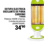 Oferta de Vivahogar - Estufa Electrica Oscilante De Fibra Carbono por 34,9€ en ferrOkey