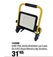 Oferta de Sonedas - 50W IP65 4500LM 6500K Led Cable De 3 MC/Base Metalica NG por 31,45€ en ferrOkey