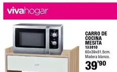 Oferta de Vivahogar - Carro De Cocina Mesita por 39,9€ en ferrOkey