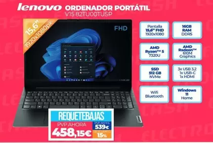 Oferta de Lenovo - Ordenador Portátil por 458,15€ en Electrocash