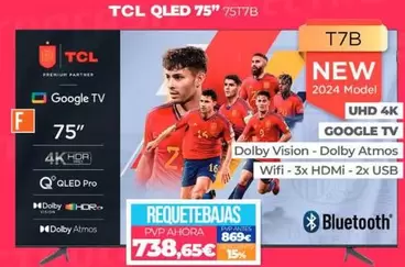 Oferta de TCL - Qled 75"  por 738,65€ en Electrocash