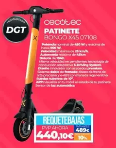 Oferta de Cecotec - Patinete Bongo X45 07108 por 440€ en Electrocash