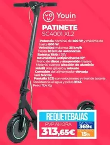 Oferta de Youin - Patinete SC4001 XL2 por 313,65€ en Electrocash