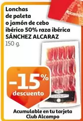 Oferta de Sánchez Alcaraz - Lonchas De Paleta O Jamon De Cebo Iberico 50% Raza Iberica en Alcampo