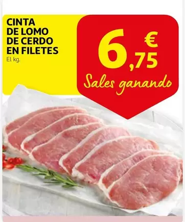 Oferta de Cinta De Lomo De Cerdo En Filetes por 6,75€ en Alcampo