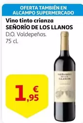 Oferta de Señorío de los Llanos - Vino Tinto Crianza por 1,95€ en Alcampo