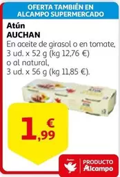 Oferta de Auchan En Aceite De Girasol O En Tomate por 1,99€ en Alcampo