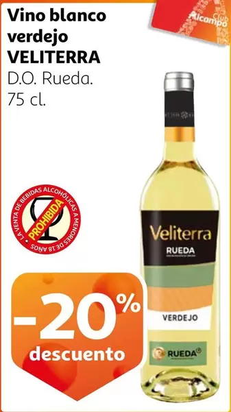 Oferta de Veliterra - Vino Blanco Verdejo en Alcampo