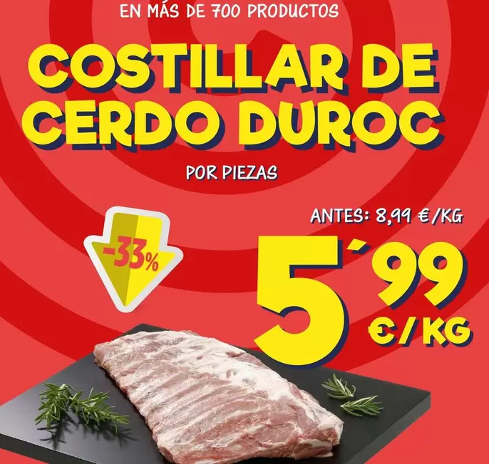 Oferta de Costillar De Cerdo Duroc por 5,99€ en Ahorramas