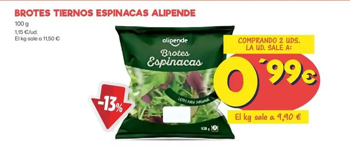 Oferta de Alipende - Brotes Tiernos Espinacas por 1,15€ en Ahorramas