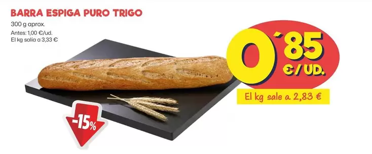 Oferta de Barra Espiga Puro Trigo por 0,85€ en Ahorramas