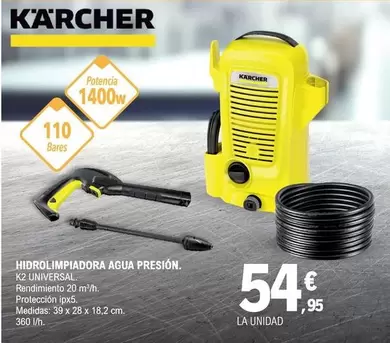 Oferta de Kärcher - Hidrolimpiadora Agua Presion por 54,95€ en E.Leclerc