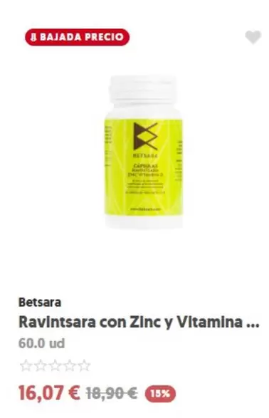 Oferta de Batuta - Ravintasara Con Zinc Y Vitamina por 16,07€ en Herbolario Navarro