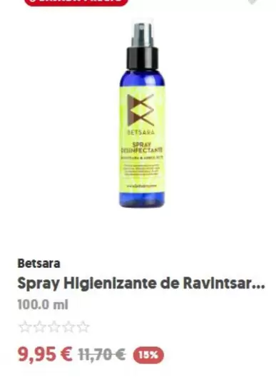 Oferta de Betsara - Spray Higienizante De Ravintsar por 9,95€ en Herbolario Navarro