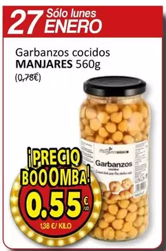 Oferta de Manjares - Garbanzos Cocidos por 0,55€ en SPAR