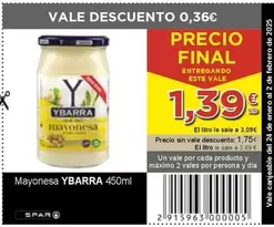 Oferta de Ybarra - Mayonesa por 1,39€ en SPAR