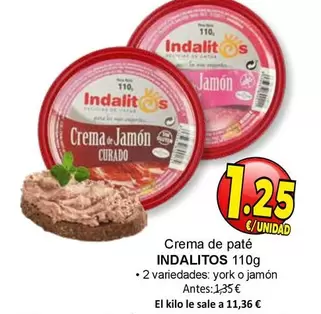 Oferta de Indalitos - Crema De Paté por 1,25€ en SPAR