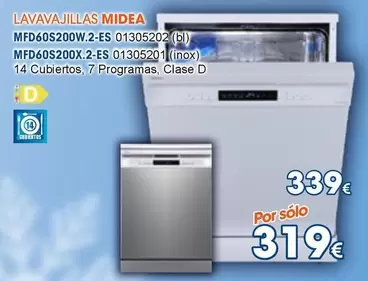 Oferta de Midea - Lavavajillas MFD60S200W.2-ES por 319€ en Master Cadena