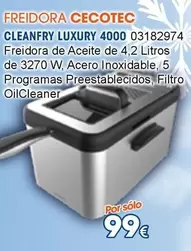 Oferta de Cecotec - Freidora Cleanfry Luxury 4000 por 99€ en Master Cadena