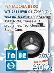 Oferta de Beko - Rentadora WTE 7611 BWR por 309€ en Master Cadena