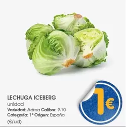 Oferta de Origen - Lechuga Iceberg por 1€ en Supermercados Plaza