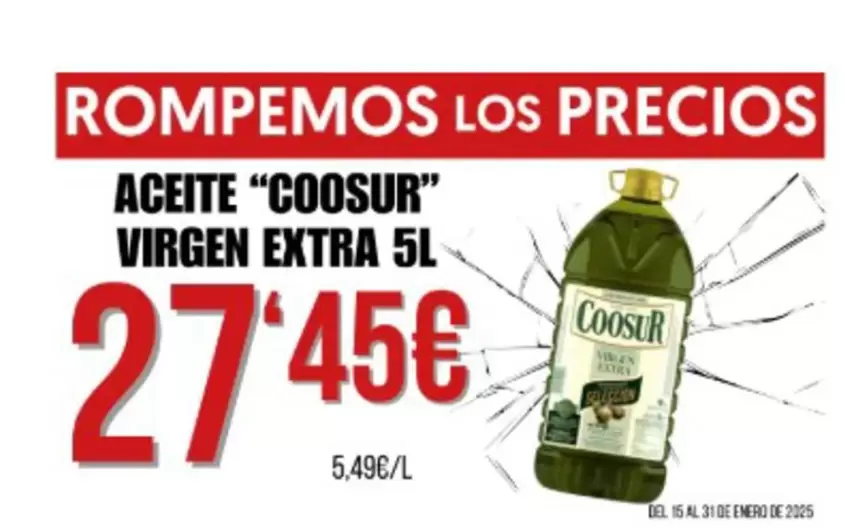 Oferta de Coosur - Aceite Virgen Extra por 27,45€ en Hiper Usera