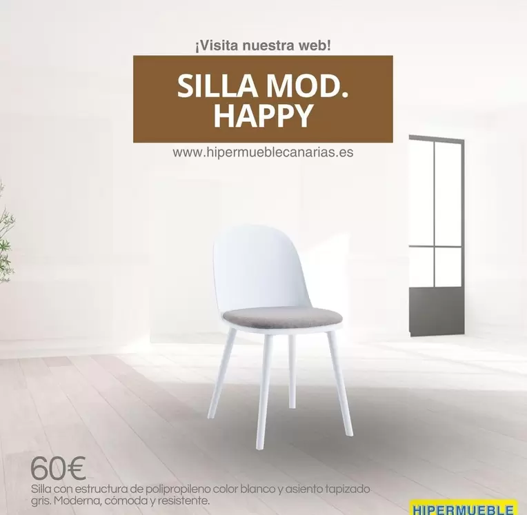 Oferta de Blanco - Silla Mod. Happy por 60€ en HiperMueble Canarias