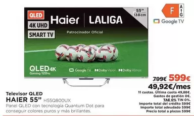 Oferta de Haier - Televisor Qled por 599€ en El Corte Inglés