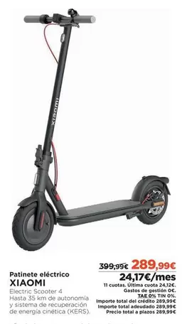 Oferta de Xiaomi - Patinete Eléctrico por 289,99€ en El Corte Inglés