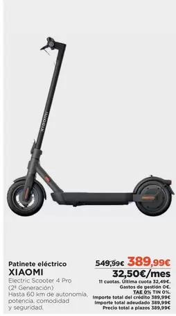 Oferta de Xiaomi - Patinete Eléctrico por 389,99€ en El Corte Inglés