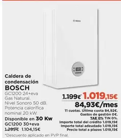 Oferta de Bosch - Caldera De Condensacion por 1019,15€ en El Corte Inglés