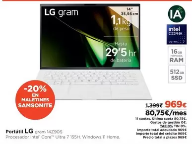 Oferta de LG - Portatil por 969€ en El Corte Inglés