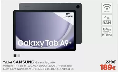 Oferta de Ram - Tablet Galaxy Tab A9+ por 189€ en El Corte Inglés