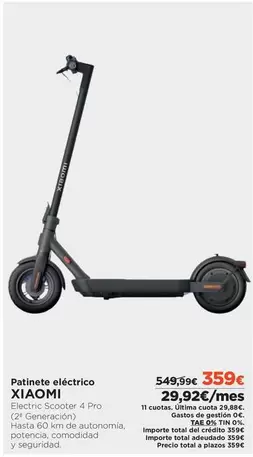 Oferta de Xiaomi - Patinete Eléctrico por 359€ en El Corte Inglés