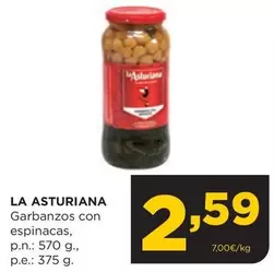 Oferta de La Asturiana - Garbanzos Con Espinacas por 2,59€ en Alimerka