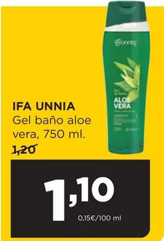 Oferta de Ifa unnia - Gel Bano Aloe Vera por 1,1€ en Alimerka