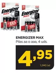 Oferta de Energizer - Max/ Pilas Aa O Aaa por 4,95€ en Alimerka