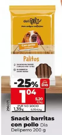 Oferta de Dia Deliperro - Snack Barritas Con Pollo por 1,04€ en Dia