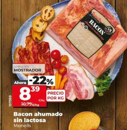 Oferta de Monells - Bacon Ahumado Sin Lactosa por 8,39€ en Dia