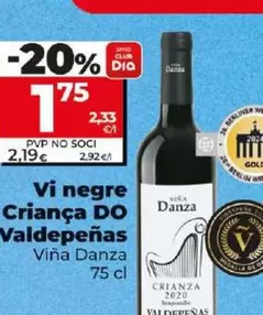 Oferta de Viña Danza - Vino Tinto Crianza D.O. Valdepenas por 1,75€ en Dia