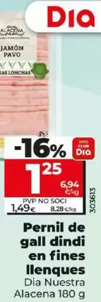 Oferta de Dia Nuestra Alacena - Jamón De Pavo En Finas Lonchas por 1,25€ en Dia