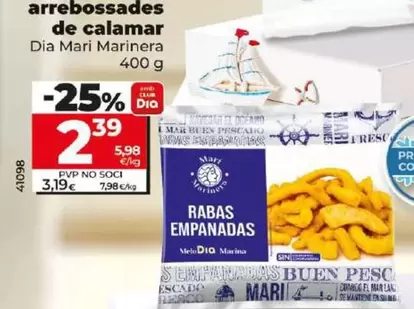 Oferta de Dia Mari Marinera - Rabas Empanadas por 2,39€ en Dia