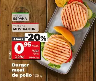 Oferta de Burger Meat De Pollo por 0,95€ en Dia